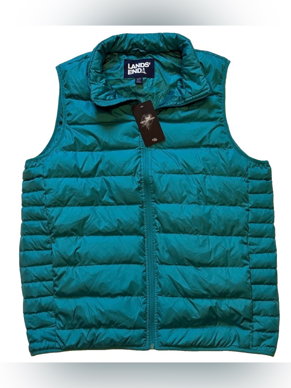 Lands' End Teal Quilted Puffer Vest 600 down fill